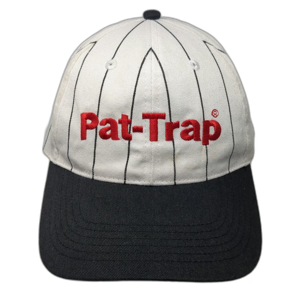 Snapback White One Size Pinstripe Pat-Trap Red Logo Contrast Bill Baseball Hat